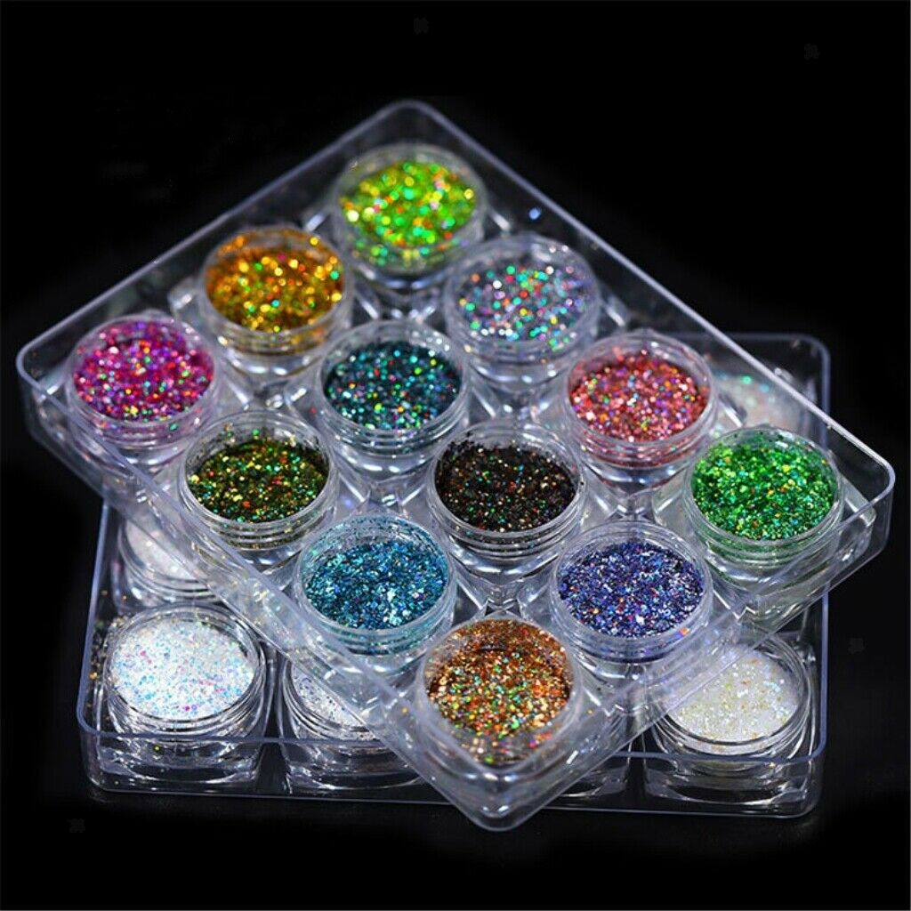 1 Box Of Chunky Glitter Nail Sequins Iridescent Flakes, Ultra-thin Tips, Mixed