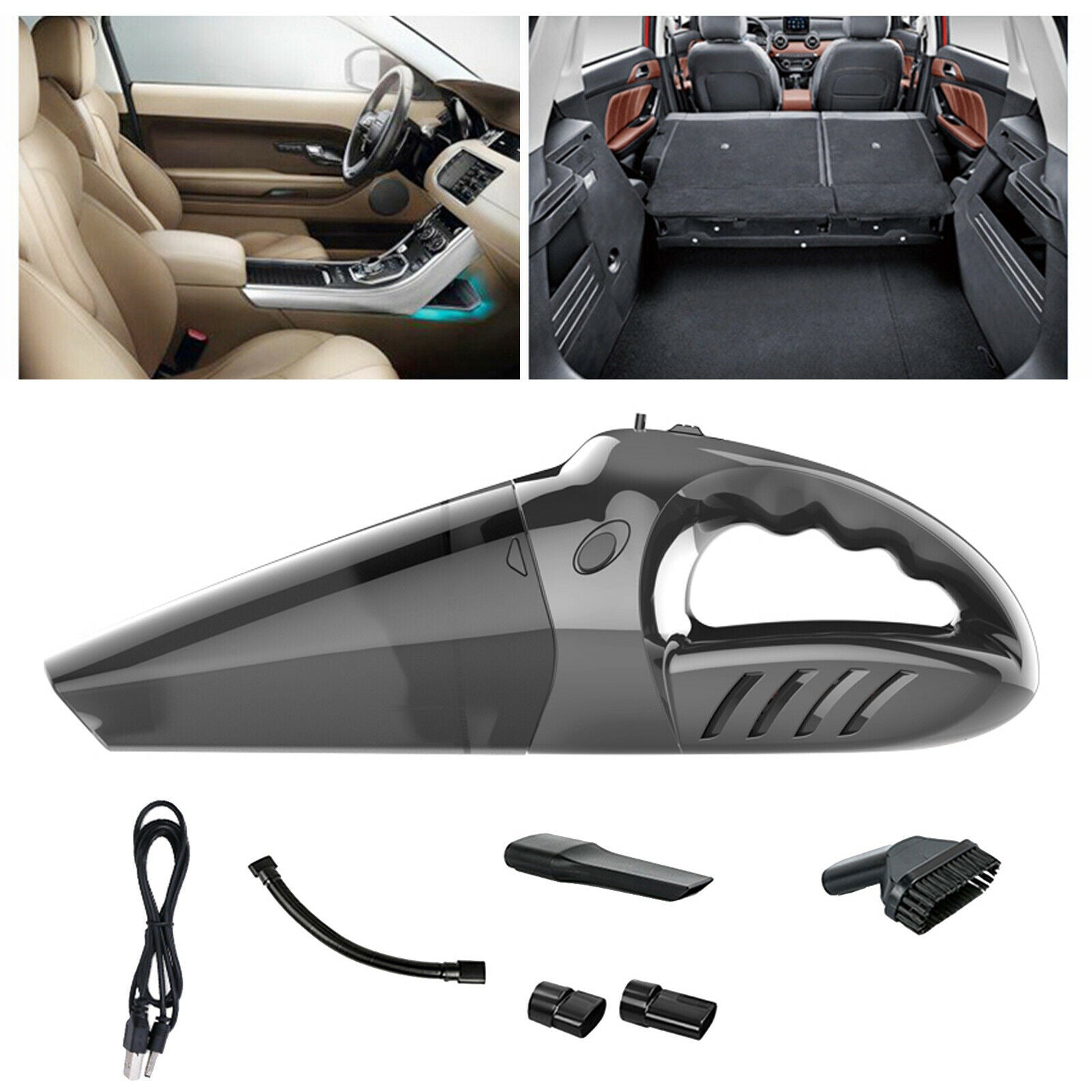 Vacuum Cleaner Car Duster Rechargeable Wet & Dry for Home Office Black