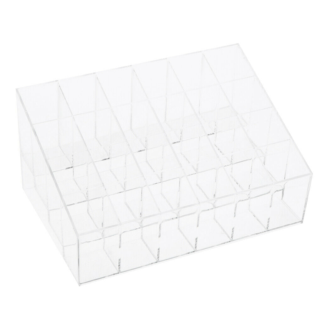 2Pcs Clear Acrylic 24 Slot Lipstick Lip Gloss Brushes Rack Holder Organizer