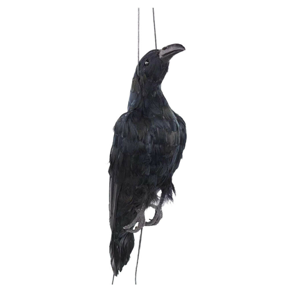 Simulation Halloween Black Crows Tree Hanging Photo Props Decor Crafts