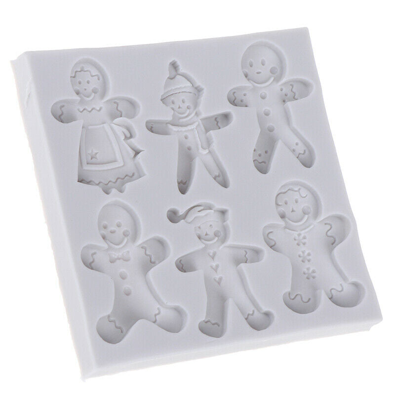 Aouke Gingerbread Man Christmas Series Silicone Mold Fondant Cake Chocolate M`DD