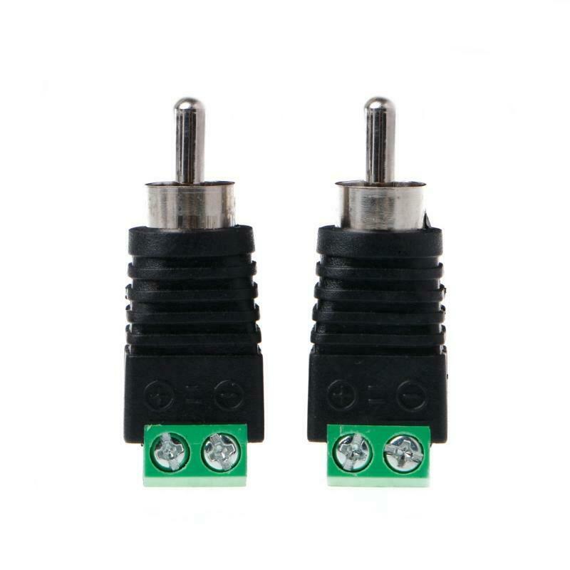3 Pcs RCA Male Plug to AV Terminal Connector Video AV Balun 2 Screw