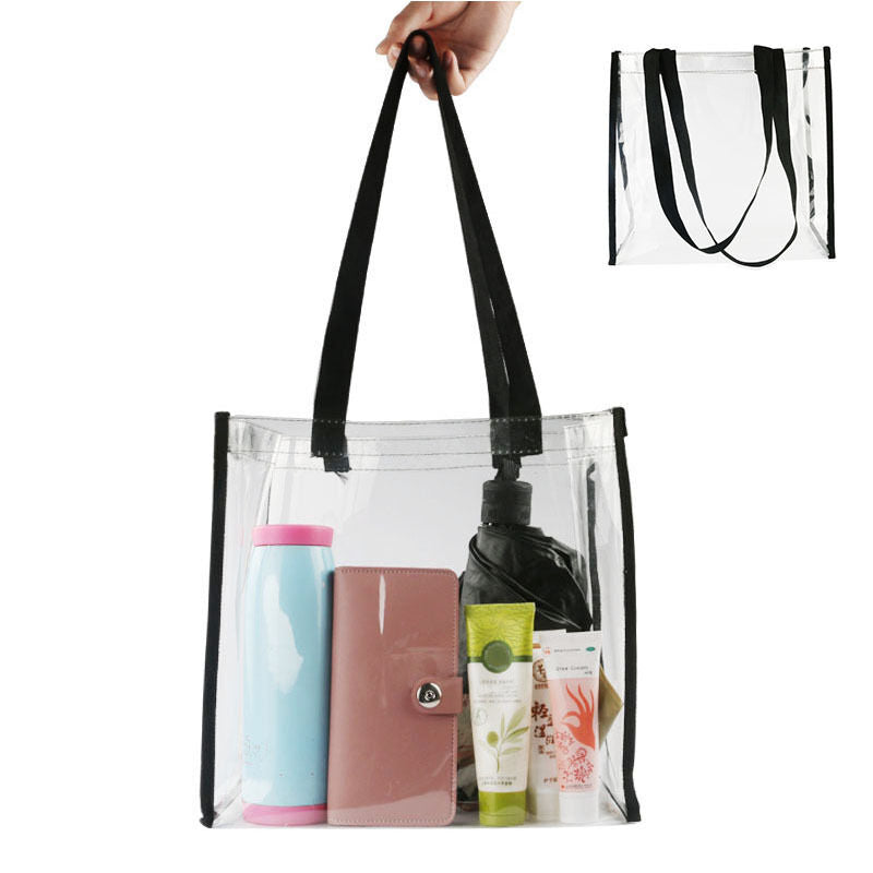 Fashion Women Clear Tote Bag Crystal PVC Handbag Tote Shoulder Transparent Beach