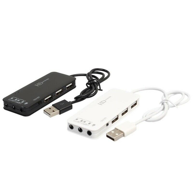 3 Port Usb 2.0 Hub External 7.1Ch Sound Card Headset Microphone Adapter For PcO5