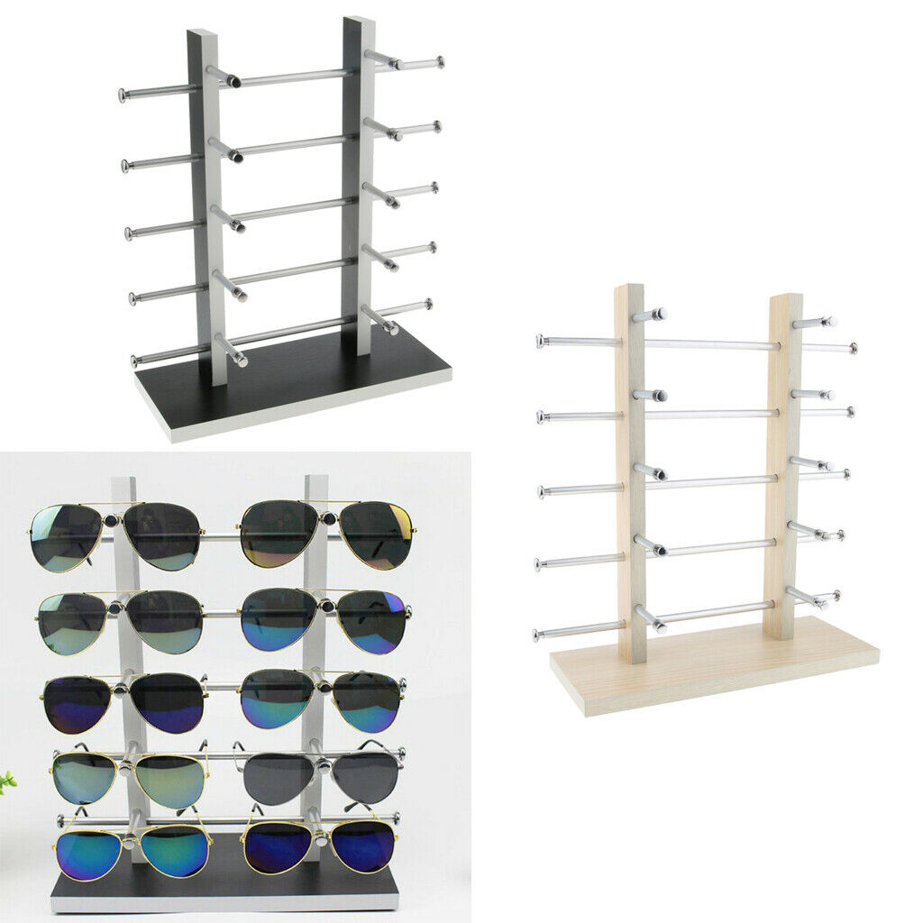2 Pieces Sunglasses Display Stand Glass Eyewear Storage Rack for 10Pairs