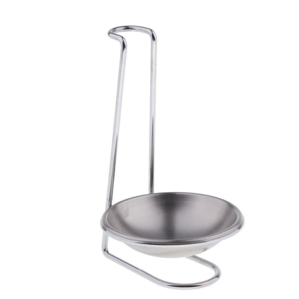 2pcs Kitchen Lid Spoon Rest Stand Stainless Steel Utensils Holder for Table