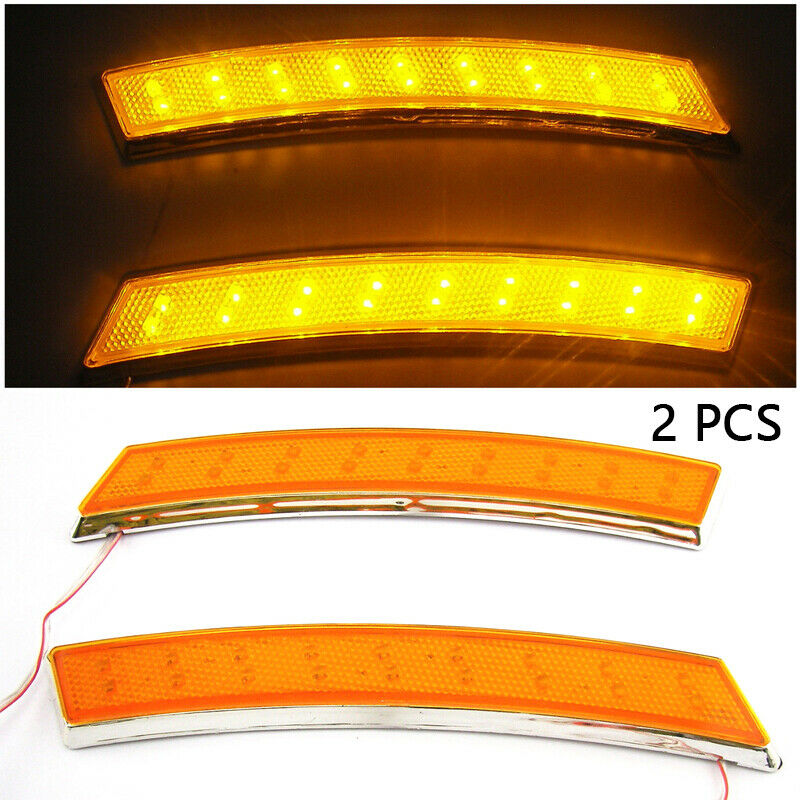 2X Car Side Wheel Eyebrow Turn Signal Indicator Yellow 18 LED Fog Daytime Lights