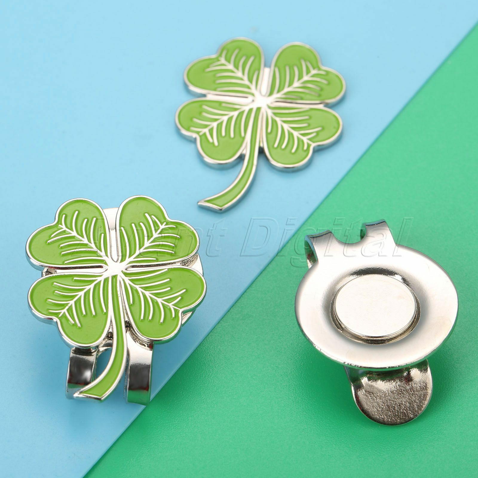 Sport Four Leaf Clover Hat Clip With Magnetic Golf Ball Marker Rub Training Game