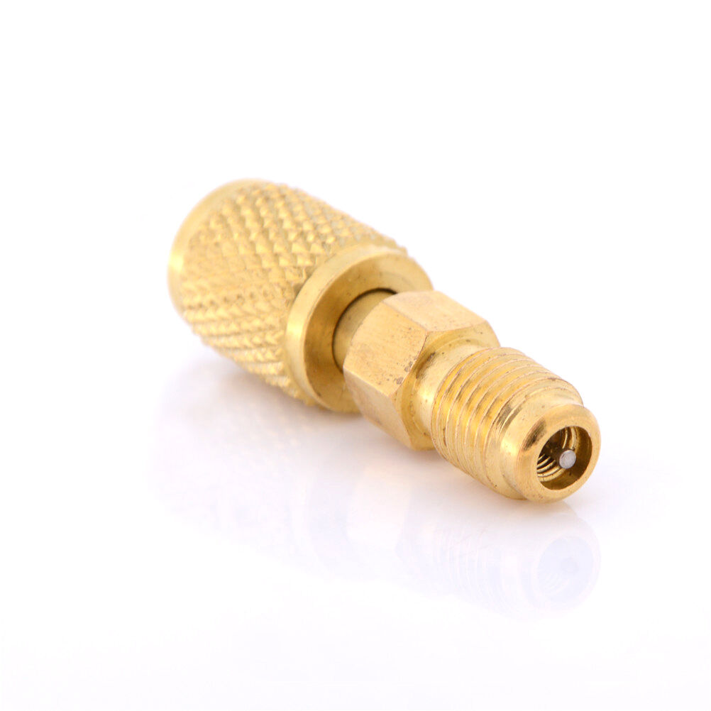 R12 R134A Brass Refrigeration Fitting Adapter 1/4'' To 1/4'' W/Valve Core  Y1