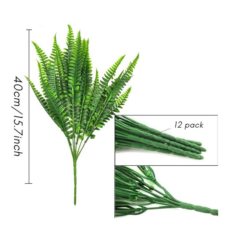 12 Pack Artificial Plant Ferns Faux Ferns for Outdoor Indoor Artificial PlanU2Q9