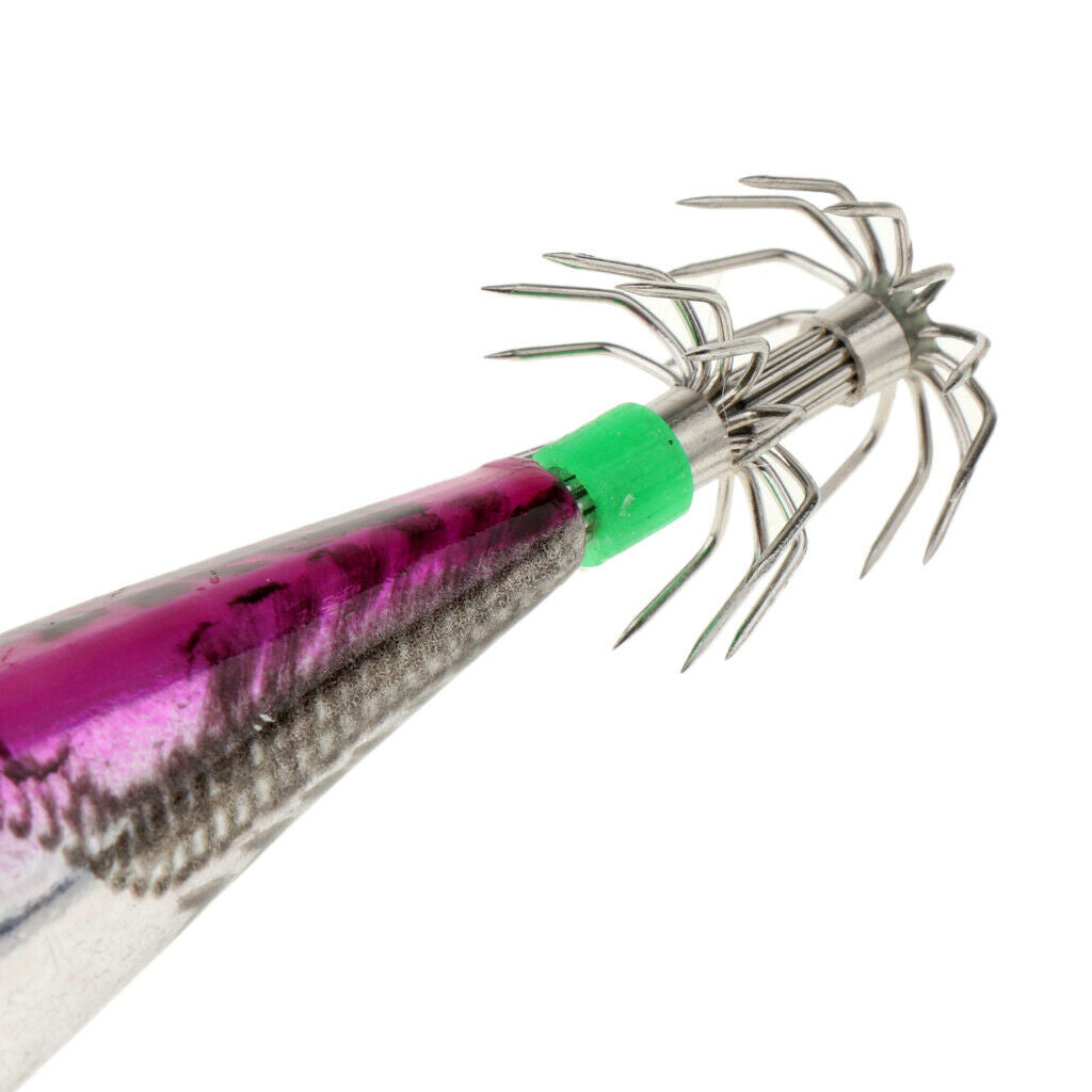 2X Hard Plastic Glow Tail Saltwater Fishing Lure Octopus Squid Jig Hook Pink