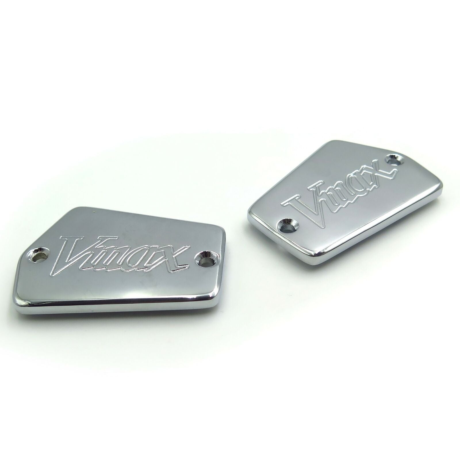 For Yamaha VMAX Billet CNC Reservoir Cap Set in Chrome Brake Fluid and Clutch