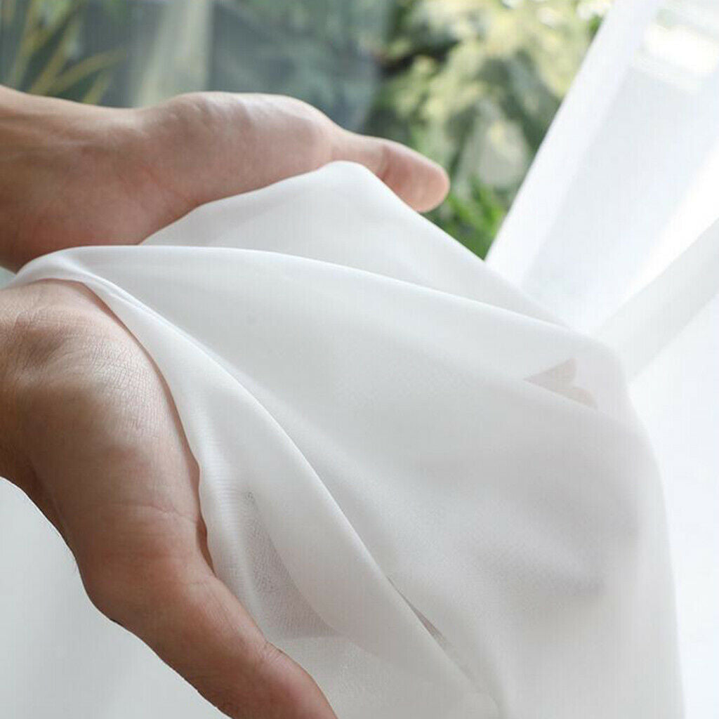 2 Pcs ElÃ© White Chiffon Slot Top Curtain Bedroom Window Panel 55x94 Inches
