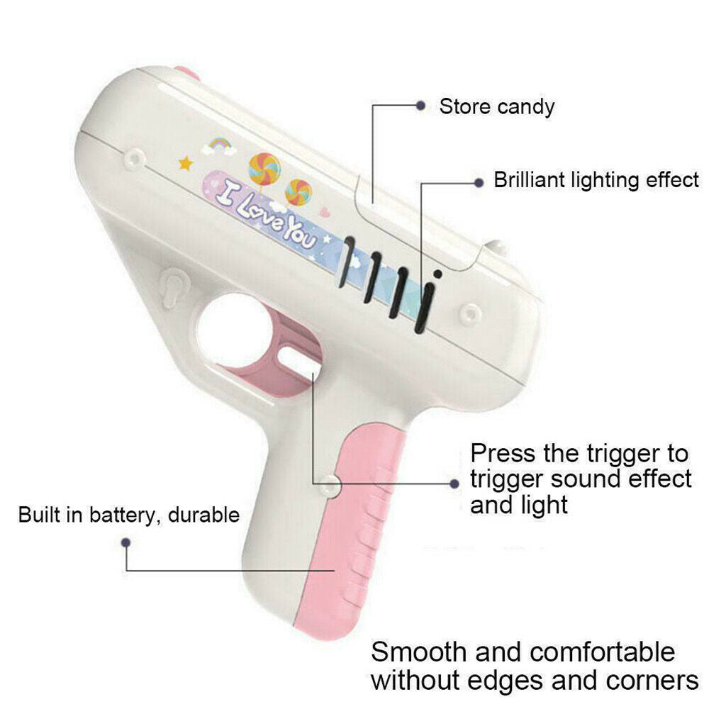 Lollipop Gun Candy Gun for Girls Over 6 years Old Xmas Gifts Fun Play Pink