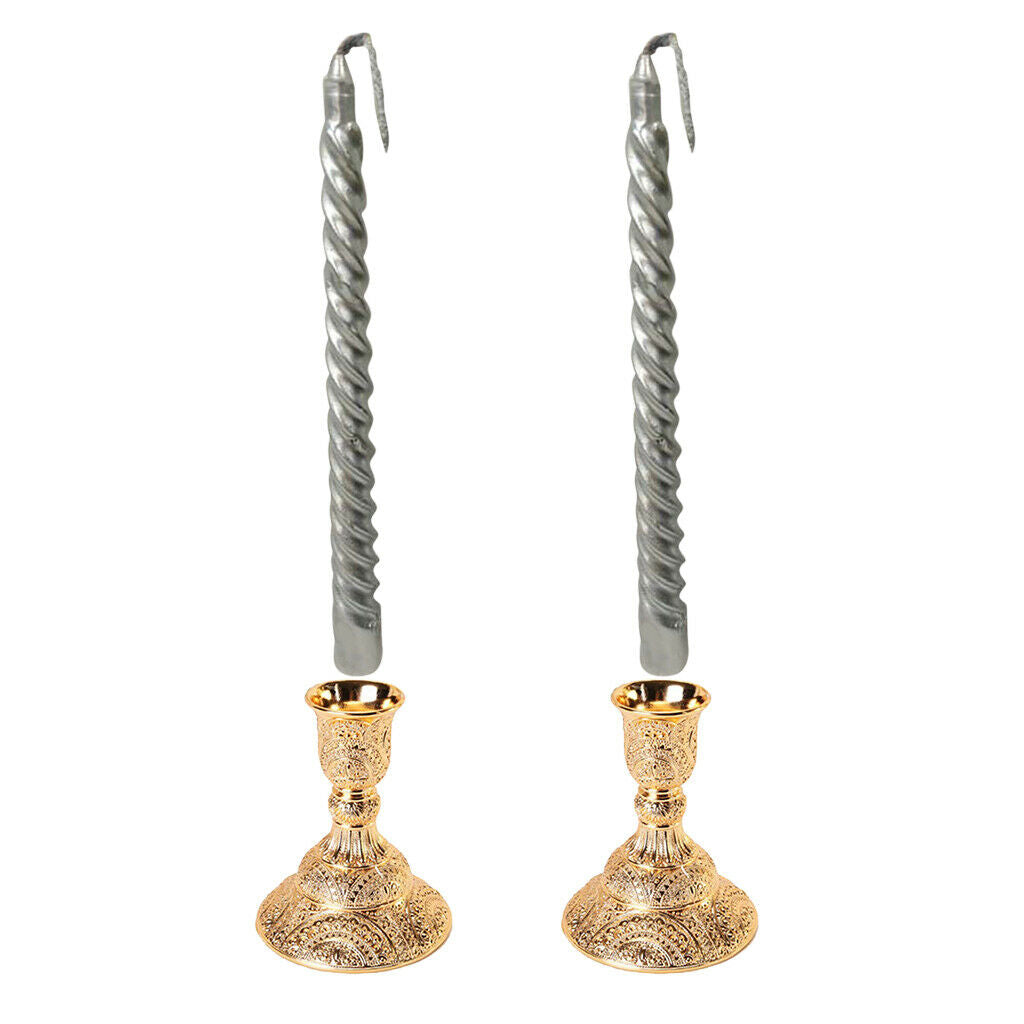 European Style Alloy Candelabra Candlestick, Set of 2,  with 2 piece Spiral