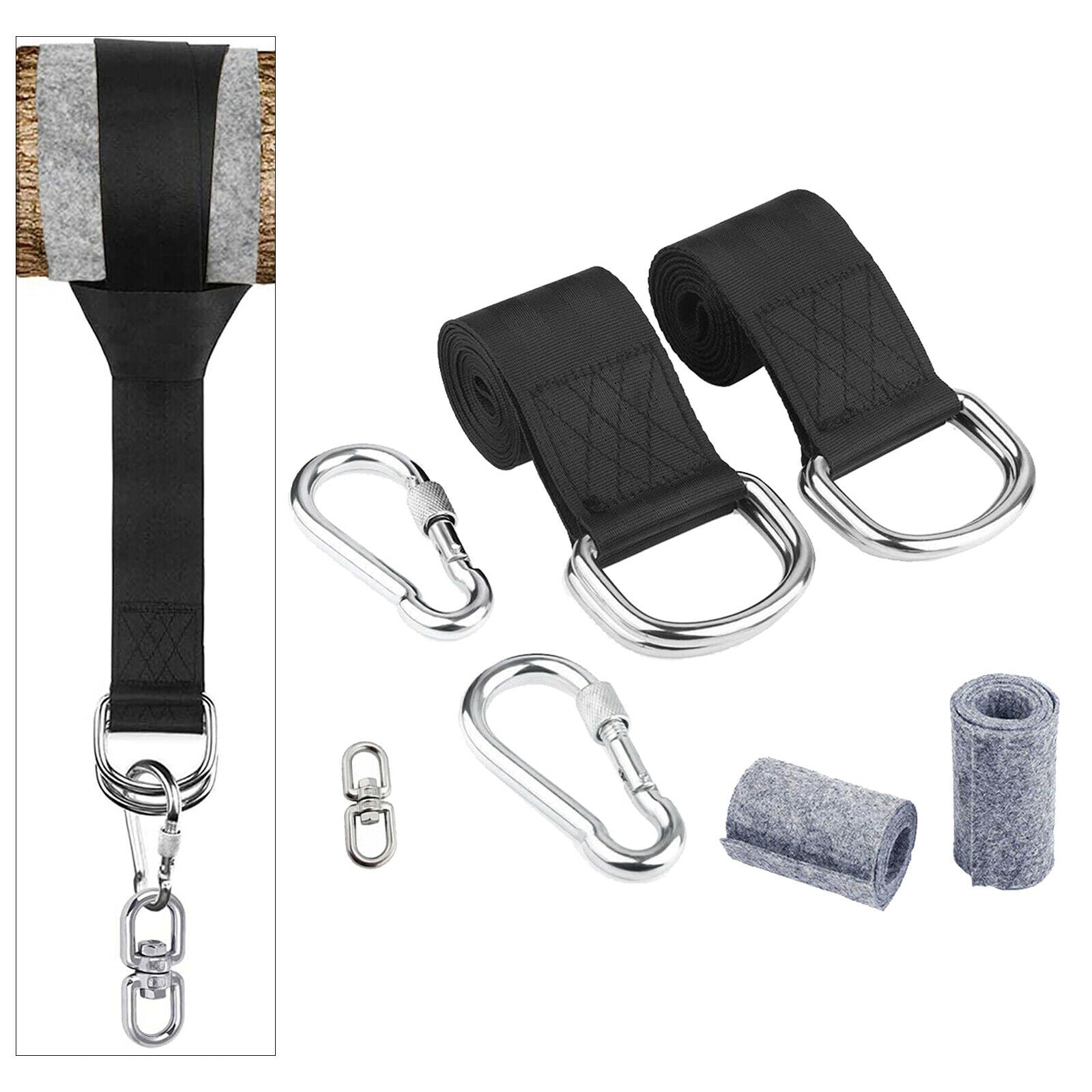 Non Slip Hammock Swing 360° Hanging Strap Kit Hook Accessories Garden