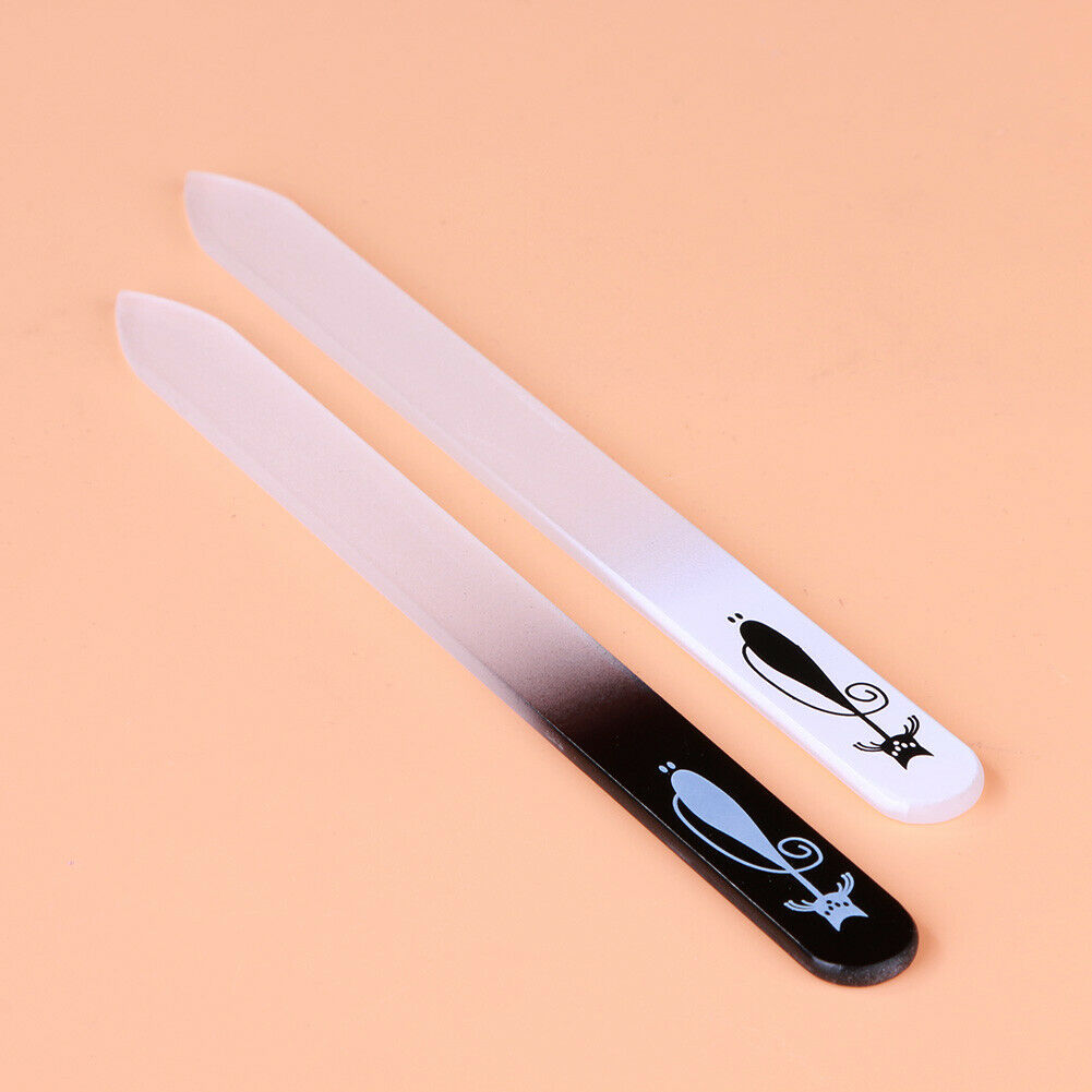 2pcs/set Printed Double Sided Glass Nail File Manicure Polishing Nail Tools @