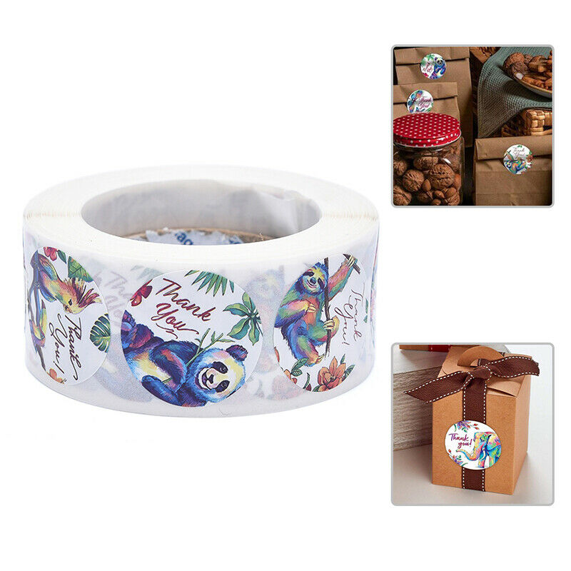 500PCS Round Animals And Plants Thank You Stickers Scrapbook Packaging La.l8
