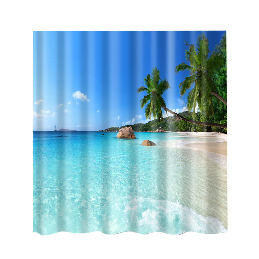 Natural Scenery Shower Curtain Waterproof Bath Decor  Seaside
