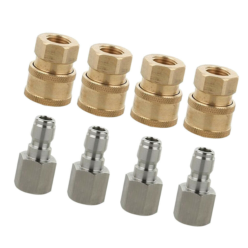 8pcs 1/4 inch Male and Female Pressure Washer Hose Connectors Quick Coupler