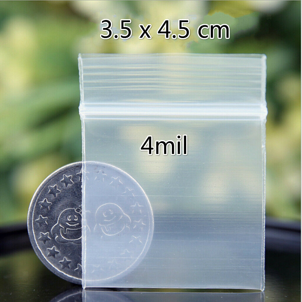 100pcs 1.4 "x 1.8" 4mil Transparent Zipper