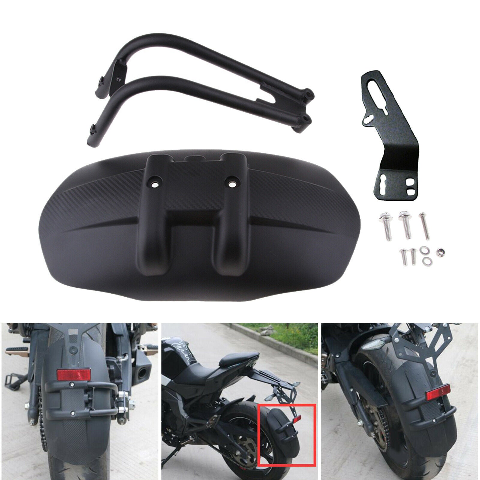 Universal Black Motorcycle Motorbike Rear Wheel Fender Splash Guard Cover