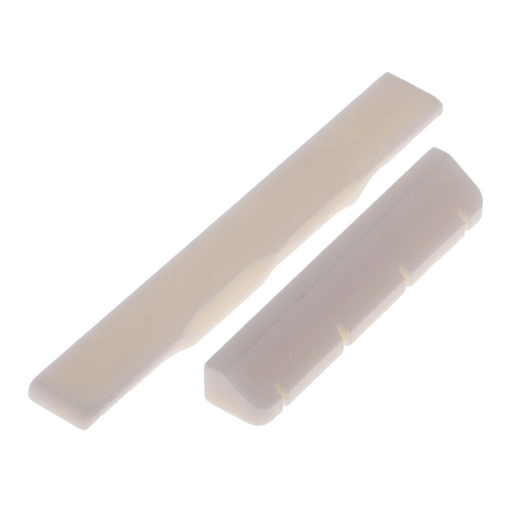 1 Set Guitar Slotted Saddle Nut Carved Bone for Ukulele Uku Replacement Parts