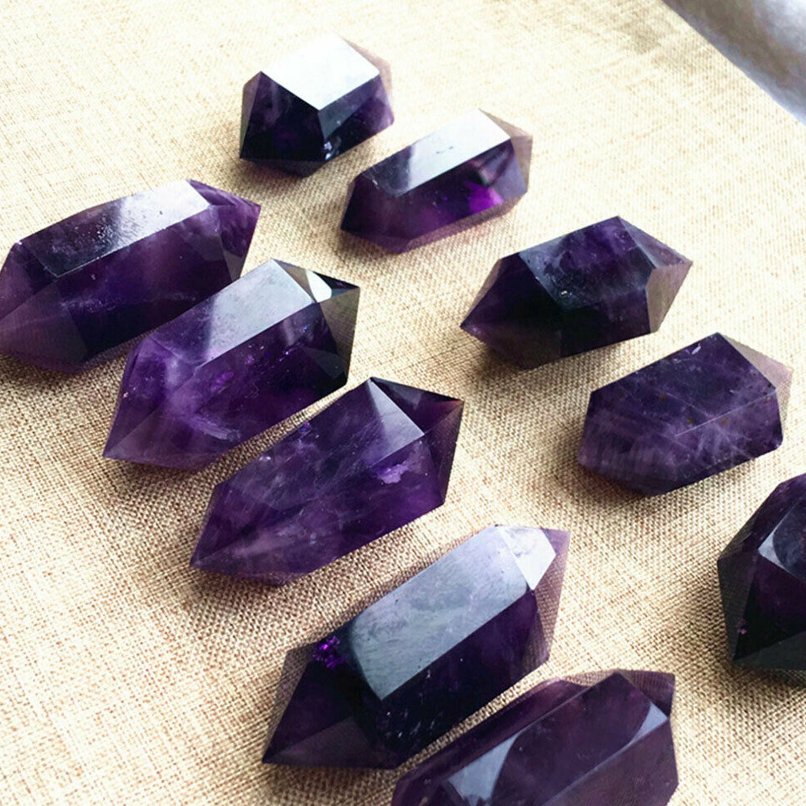 4-5cm Natural Purple Amethyst Quartz Crystal Point Wand Obelisk Healing DT Tower