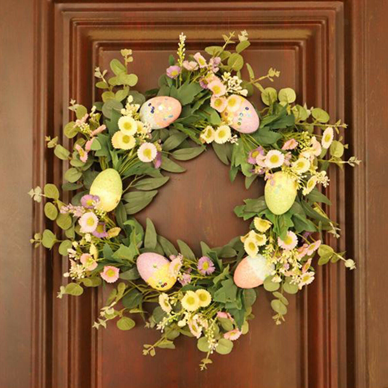 45cm Easter Wreath Decoration Hanger Garland Home Artificial Spring Wreaths
