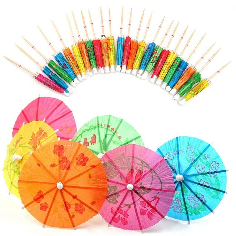 24 Multi Coloured Paper Cocktail Umbrellas Parasols Party Drink Accessories B8G3