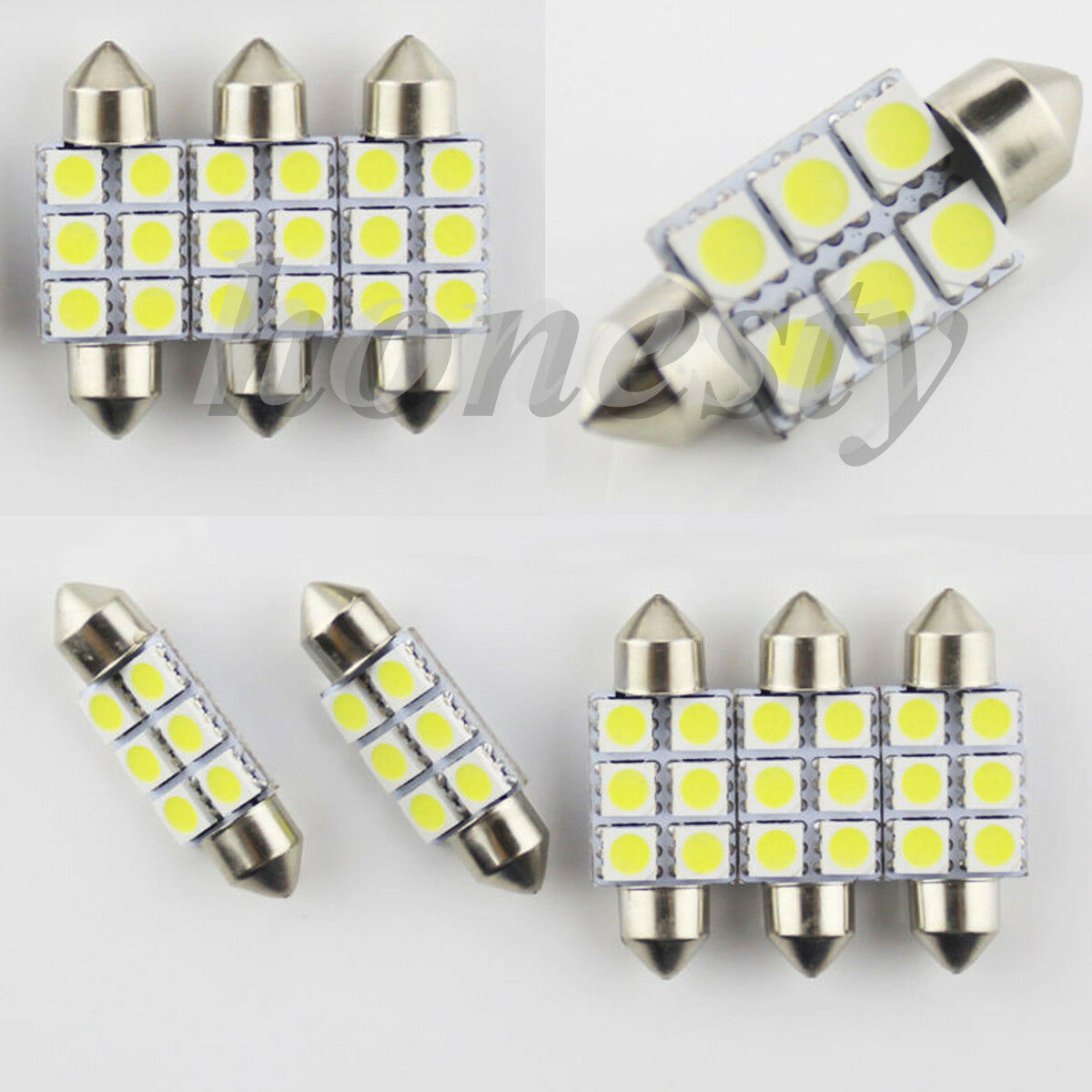 10PCS Festoon 36mm 3W 270lm 6 SMD 5050 LED Car License Plate Reading White Lamp