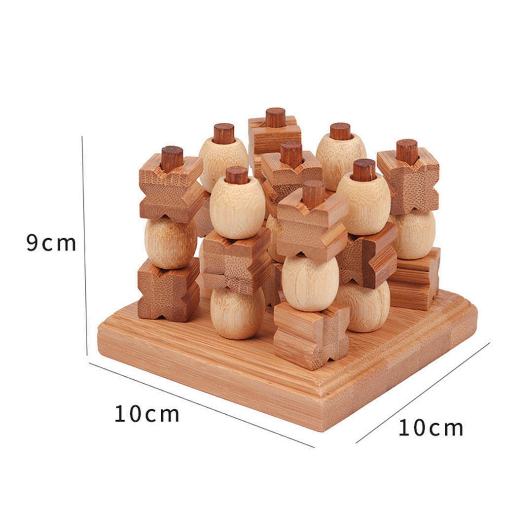 Classic Traditional Wooden Tic Tac Toe Pushing Me XO Fun Intelligent Board Game