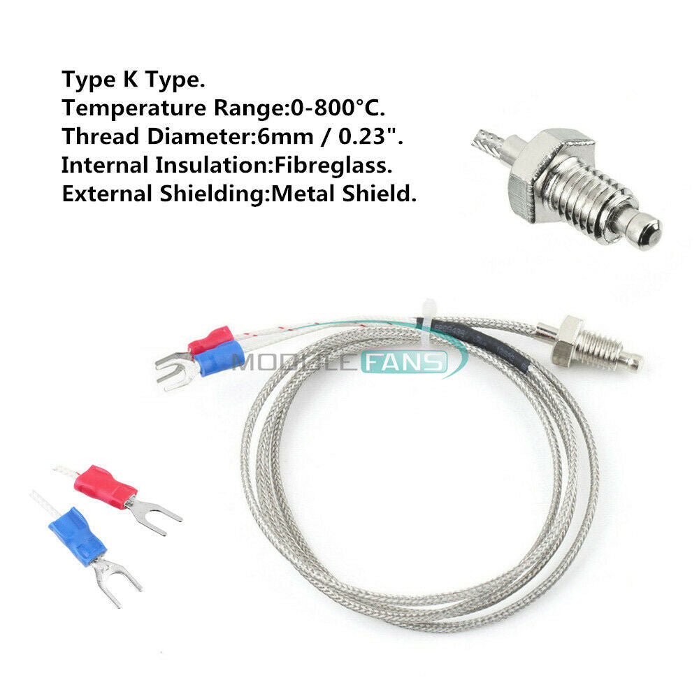 5PCS 3.3ft 1M K Type Thermocouple Temperature Controller 0-800C Probe Sensor