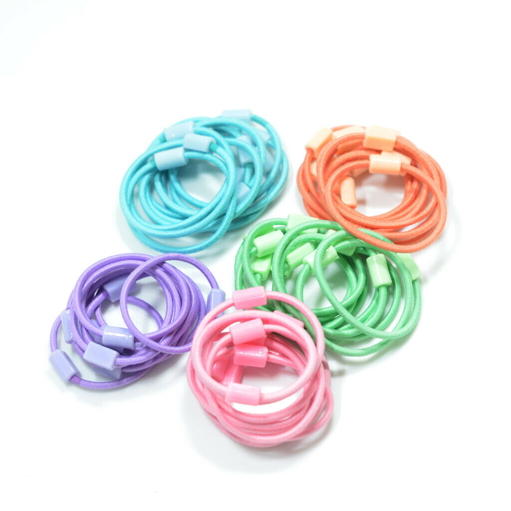100Pcs Multi Colors Girl's Elastic Hair Bands Ponytail Holder Head Rope Ties