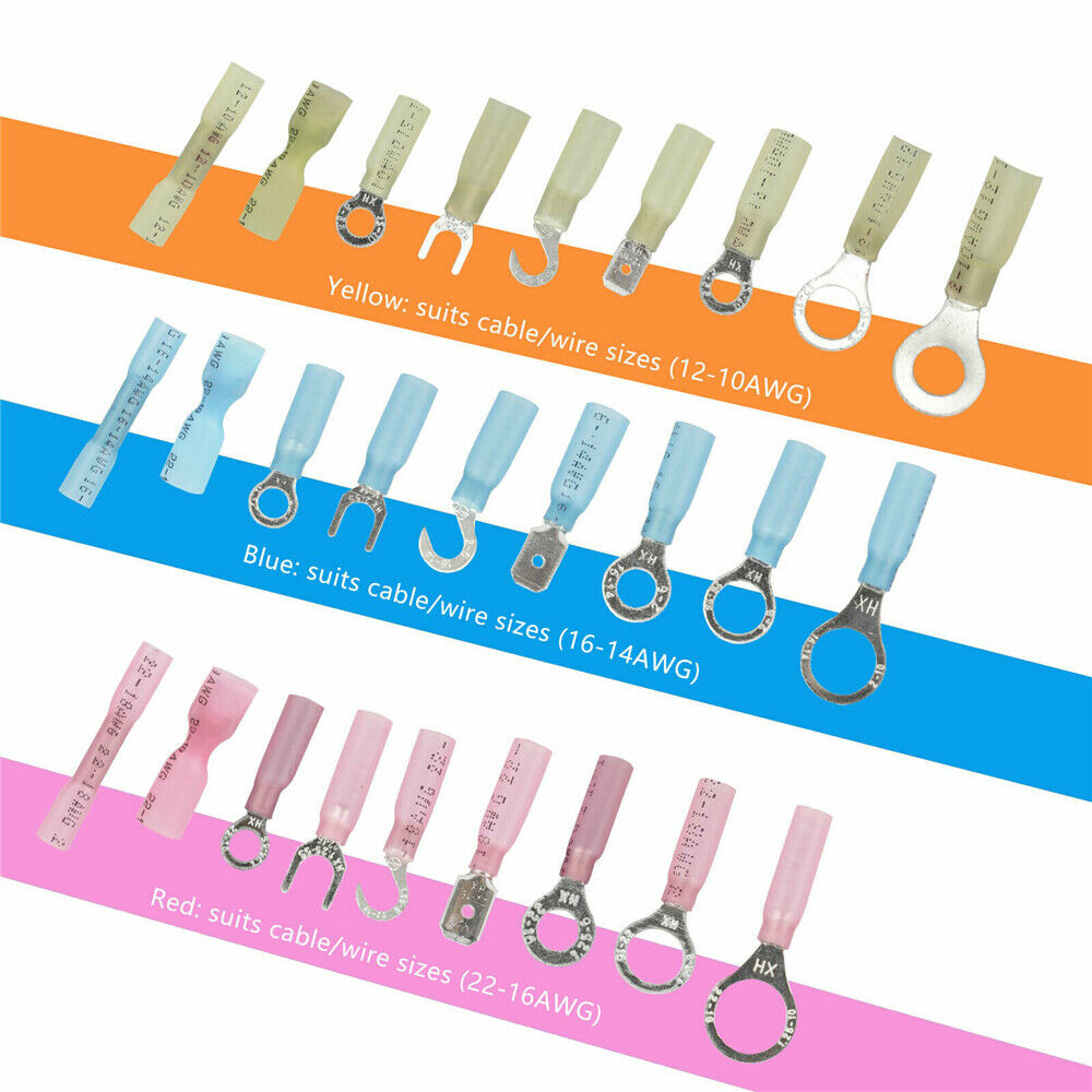 135pcs Heat Shrink Wire Connectors Marine Automotive Waterproof Terminals Set