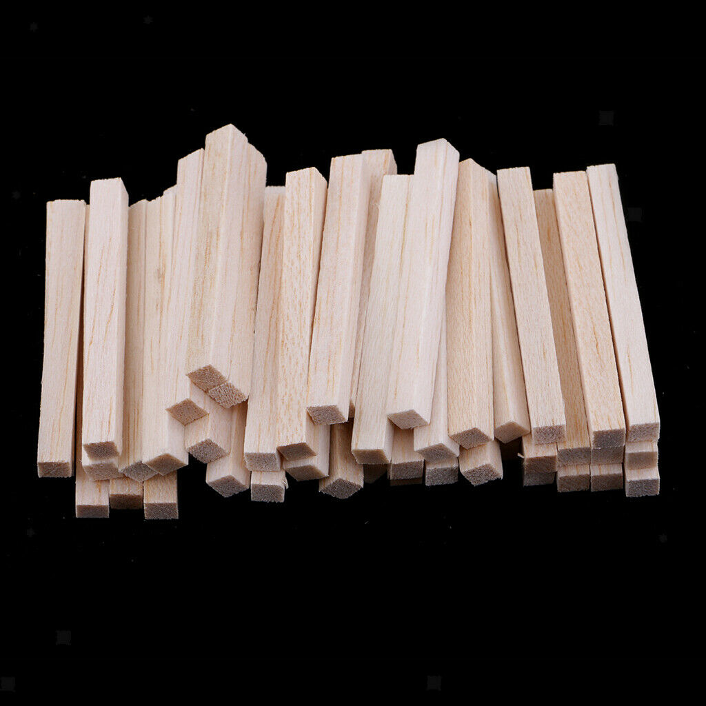 100 lot Unfinished Balsa Square Wooden Dowel Rod for Wood Modelling Hobbies