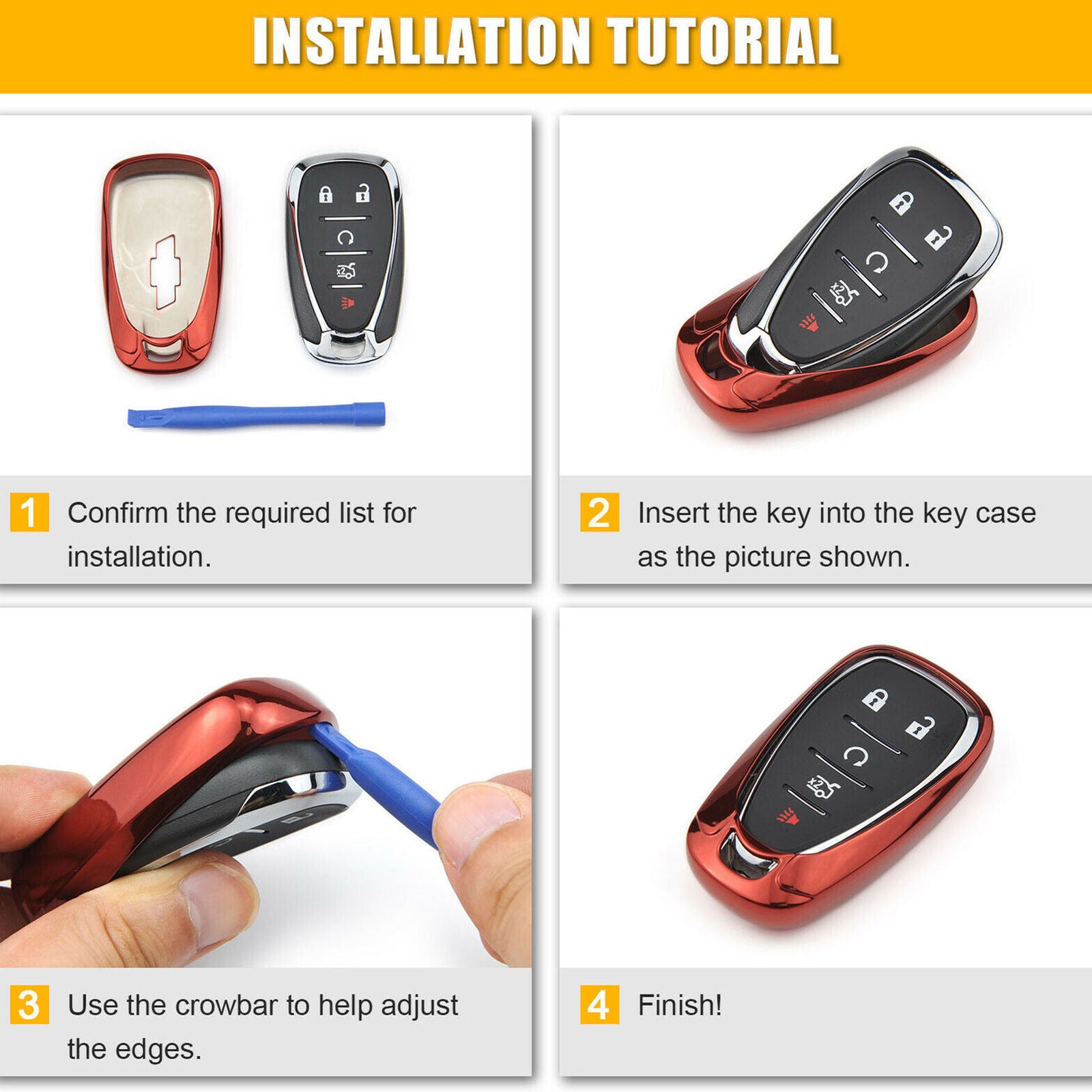 Red TPU Car Remote Key Case Cover For Chevrolet Cruze/Malibu/Camaro/Blazer/Trax
