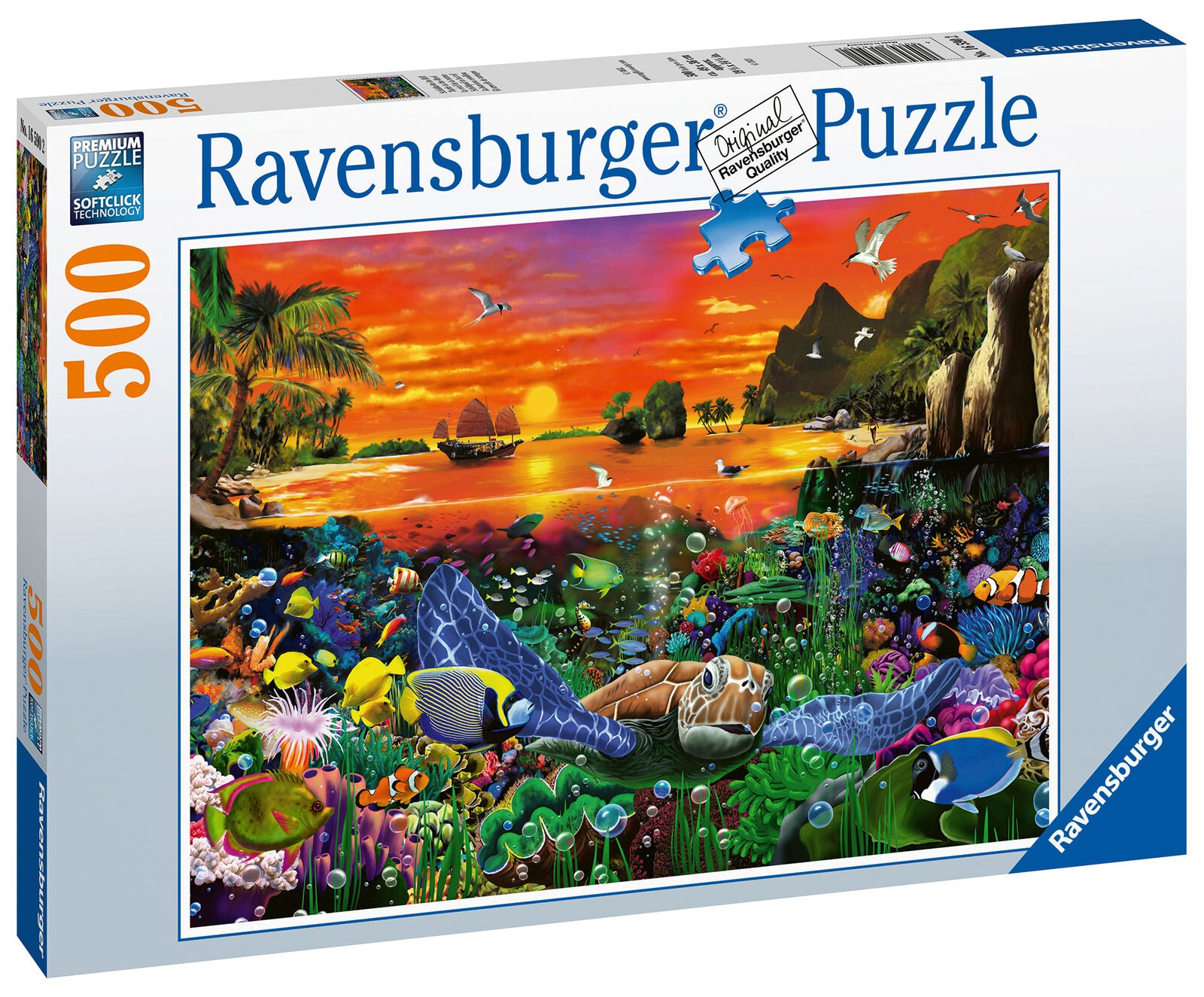 16590 Ravensburger Turtle in the Reef Jigsaw Puzzle includes 500pcs Age 10 Year+