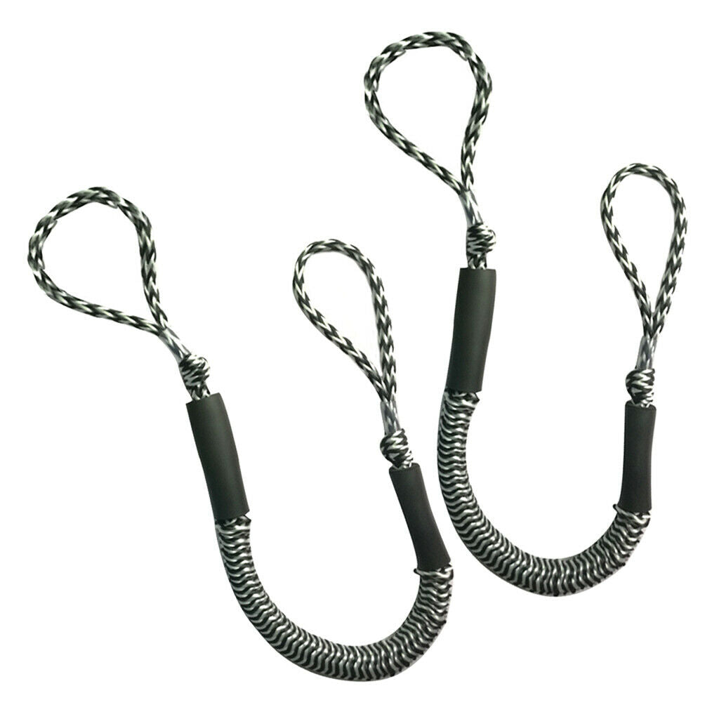 2pcs Bungee Dock Line 4 FT Marine Rope for Boat  PWC Docks Black 2