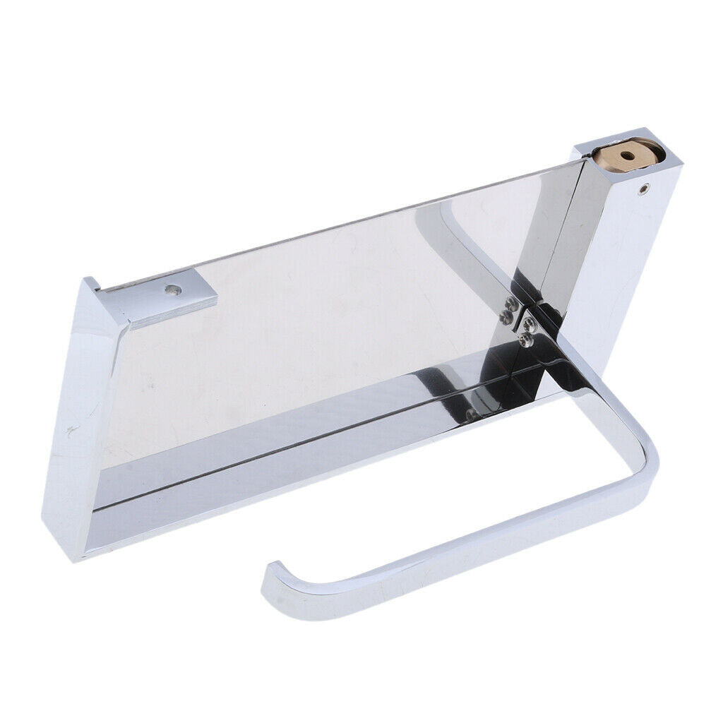 Stainless Steel Toilet Roll Tissue Paper Holder with Phone Storage Shelf