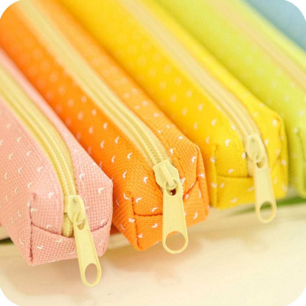 Candy Color Pencil Case Dot  Pen Bag Stationery Pouch Office School Supplies TH