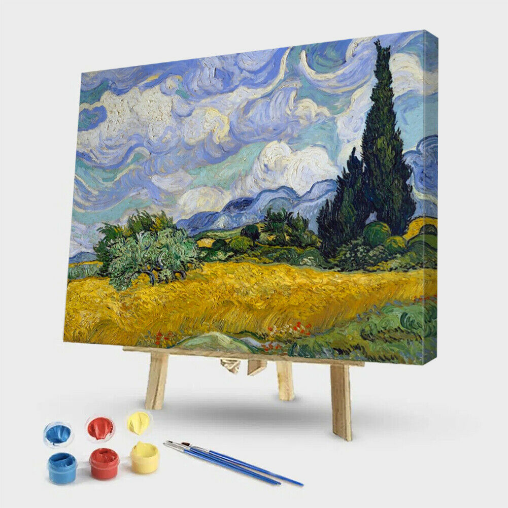 Painting By Numbers Kit DIY White Clouds Canvas Oil Art Picture Home Decor @