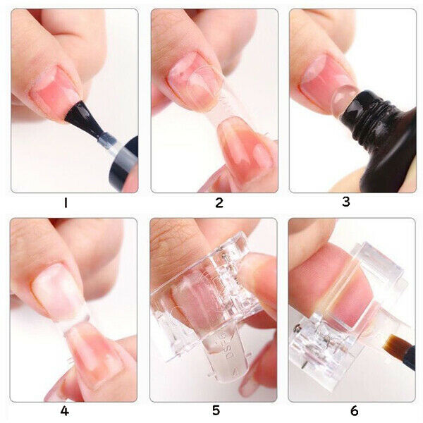 Set Of 10 DIY Nail Tips Clip Gel Builder Mold Manicure Extension Clips Tool