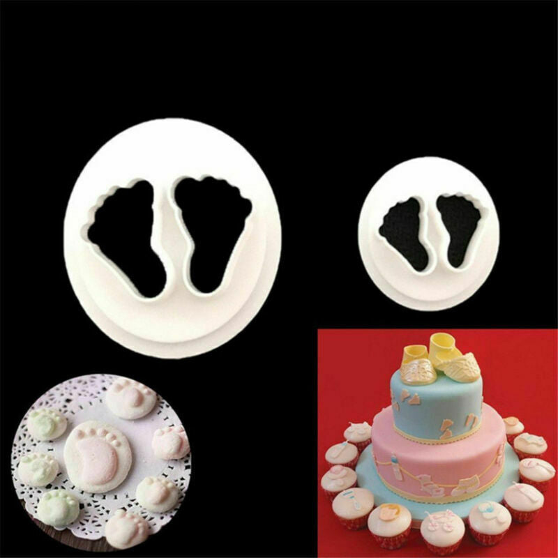 2X New Baby Feet Fondant Cutter Cake Mold Icing Sugar Paste Bakeware Decor Tool