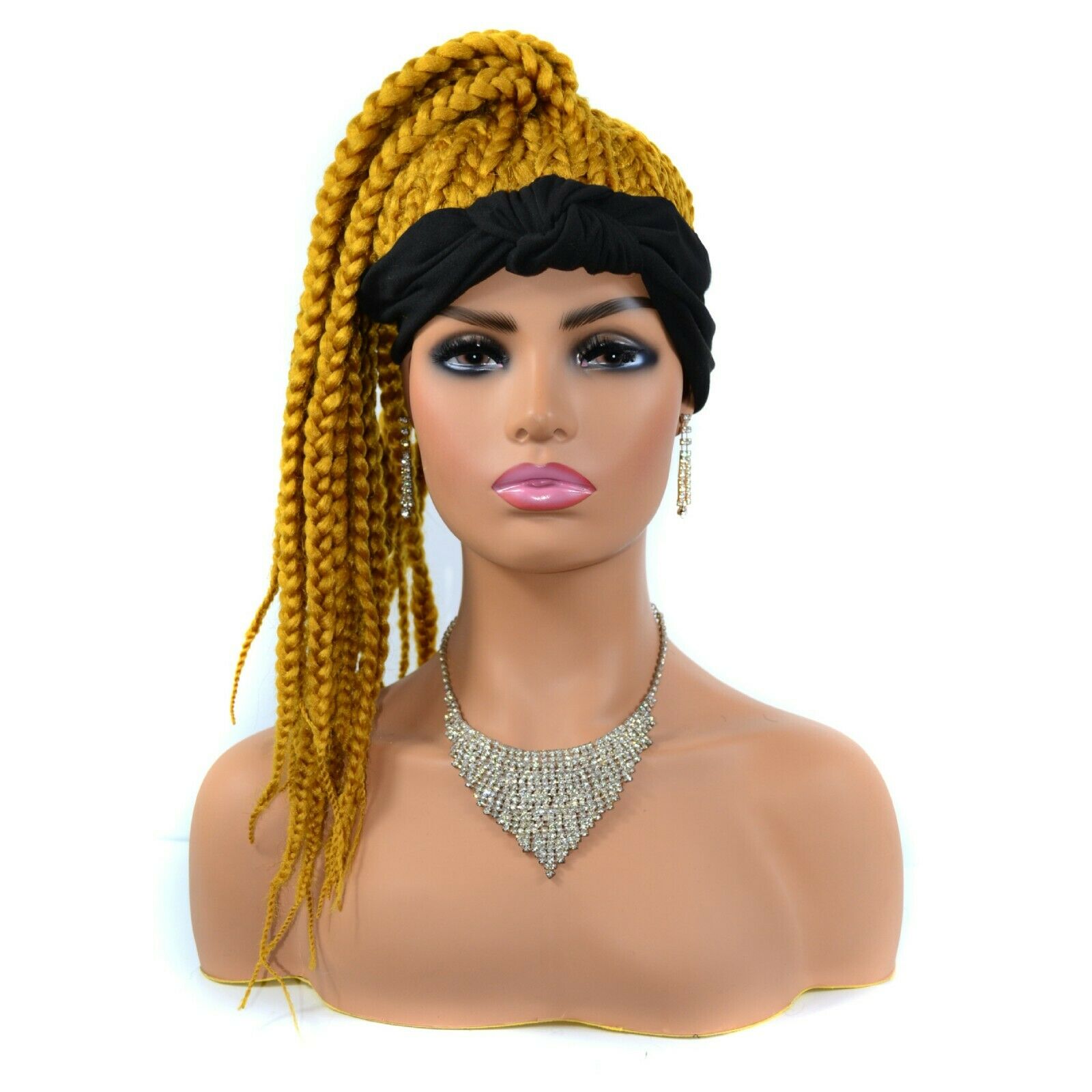 18" Box Braids Ponytail Headband Wigs Synthetic Hair Wrap Wigs for Lady Women