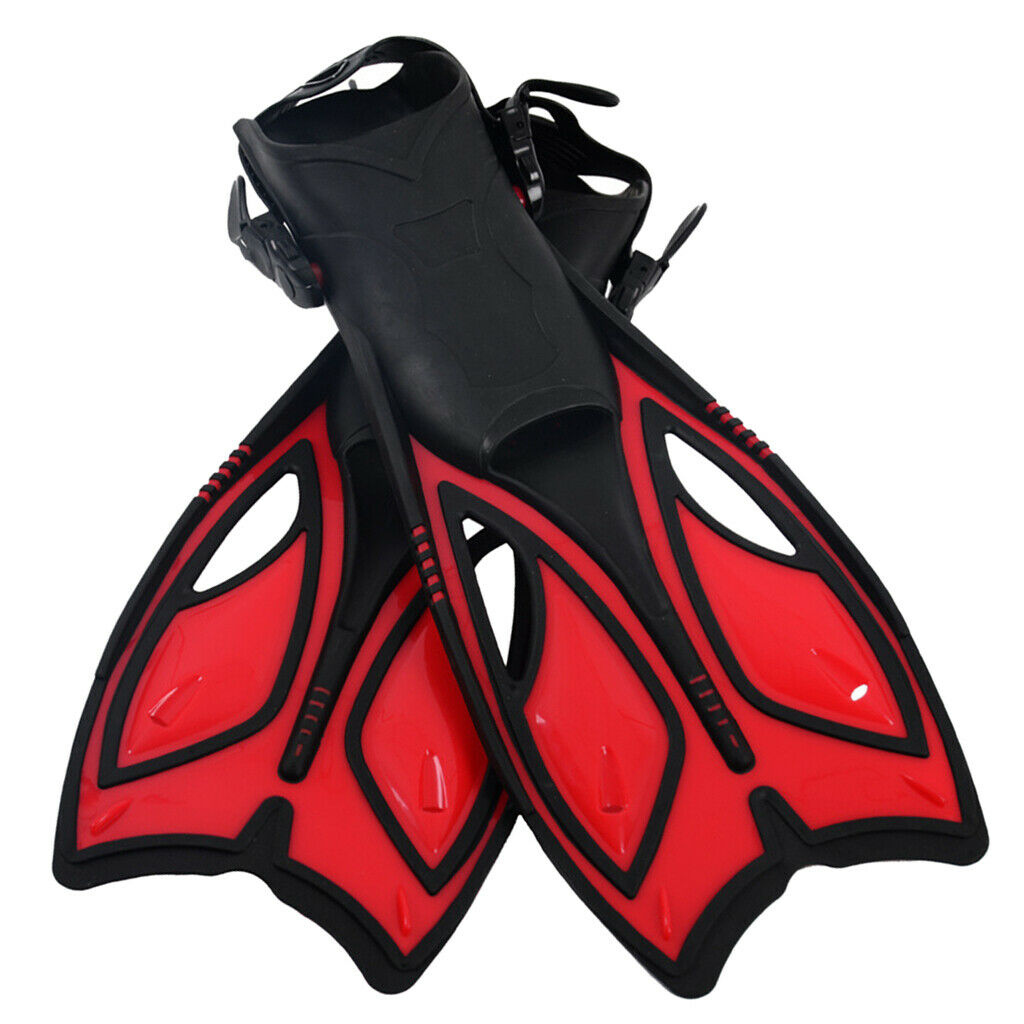 Adjustable Adults Flippers Swimming Snorkeling Diving Training Fins Red M
