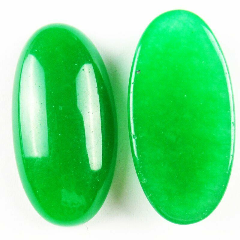 8pcs 30x15x6mm A+ Green Jade 36g Oval Cab Cabochon A-313JM
