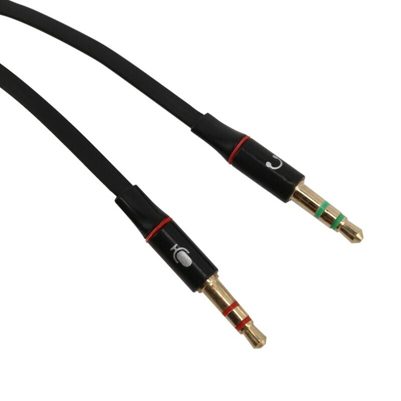 Black 3.5mm Y Splitter 2 Jack Male to 1 Female Headphone Mic Audio Adapter DI3S3