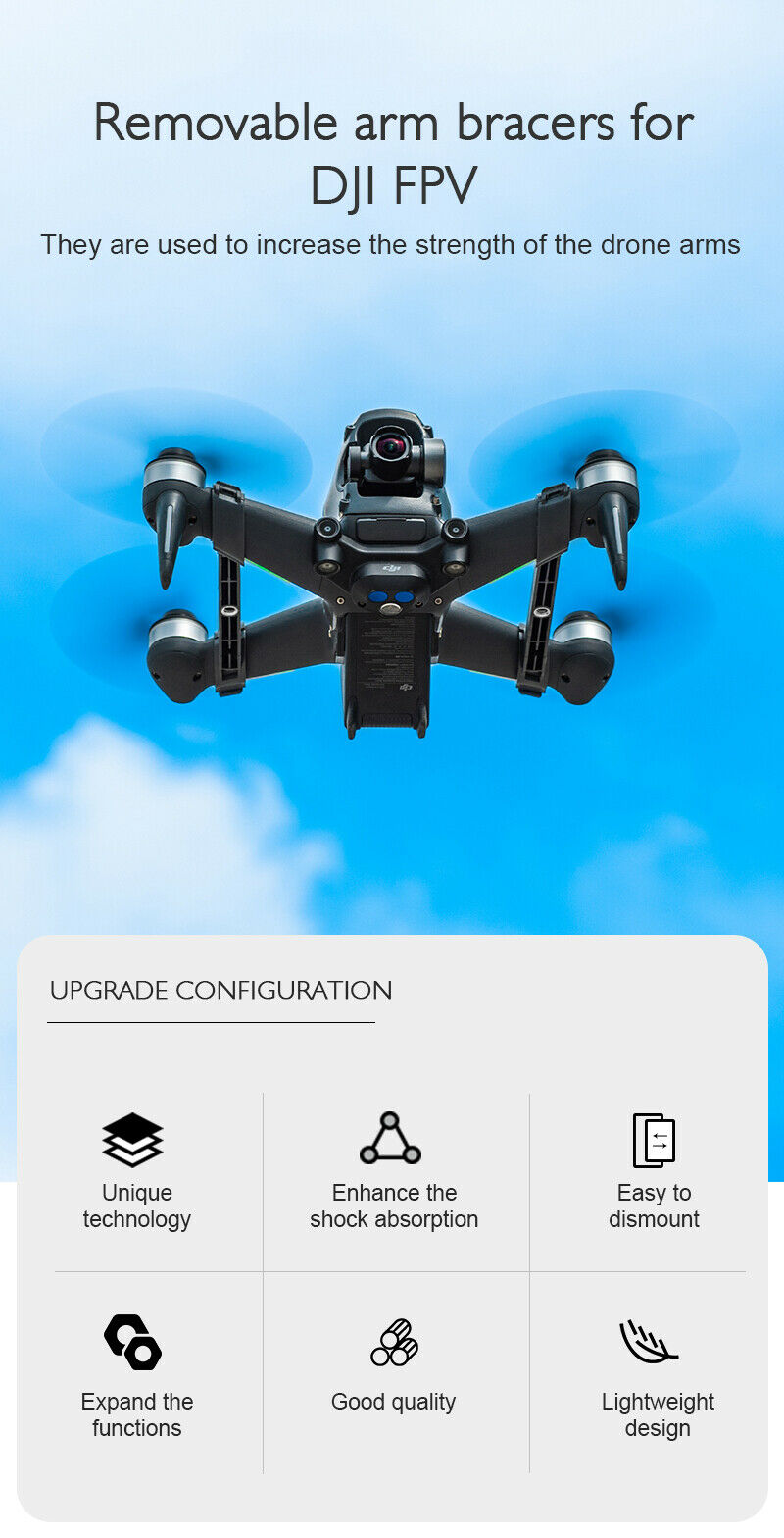 For DJI FPV Bomb Resistant Reinforcement Arm Aircraft Reinforcement Accessories