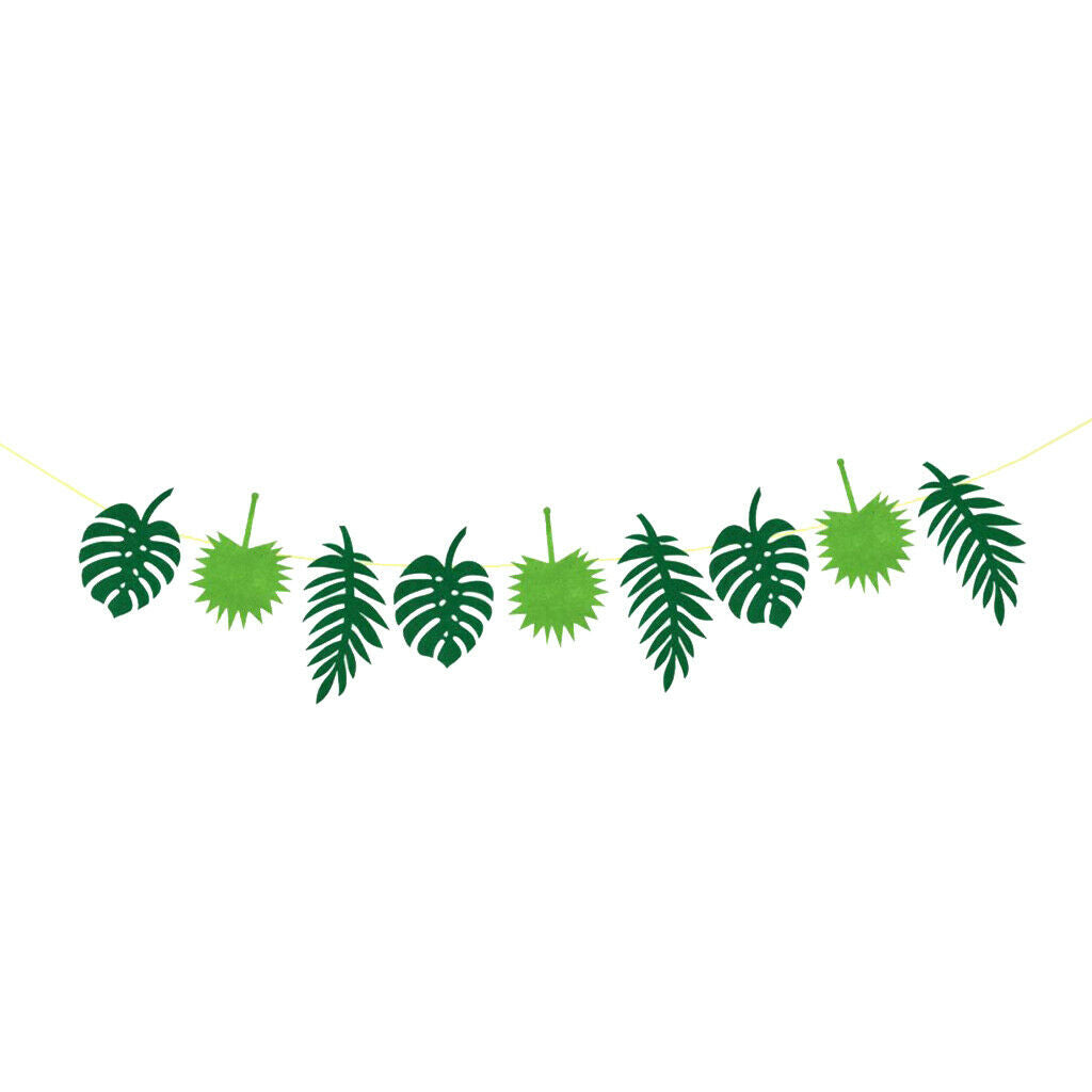 Hawaiian Tropical Leaves Felt Banner Wedding Birthday Party Hanging Decorations,